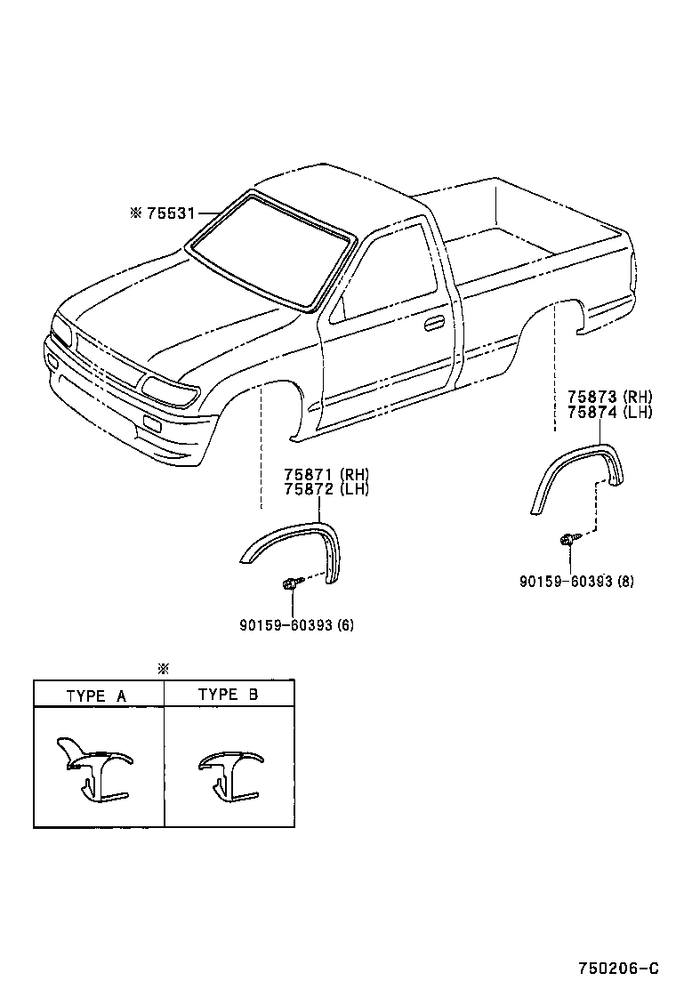 Toyota 61783-35071 PAD, REAR WHEEL OPENING EXTENSION NO.1