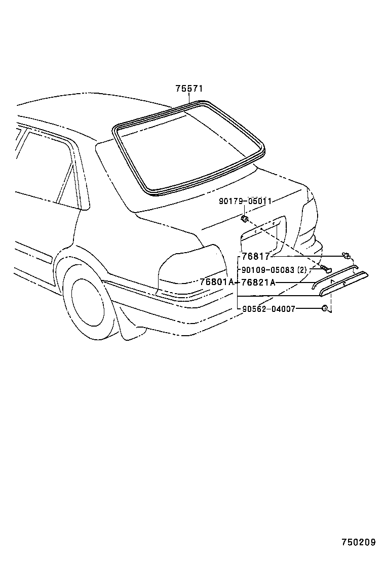 75571-13060 MOULDING, BACK WINDOW, OUTSIDE UPPER product image