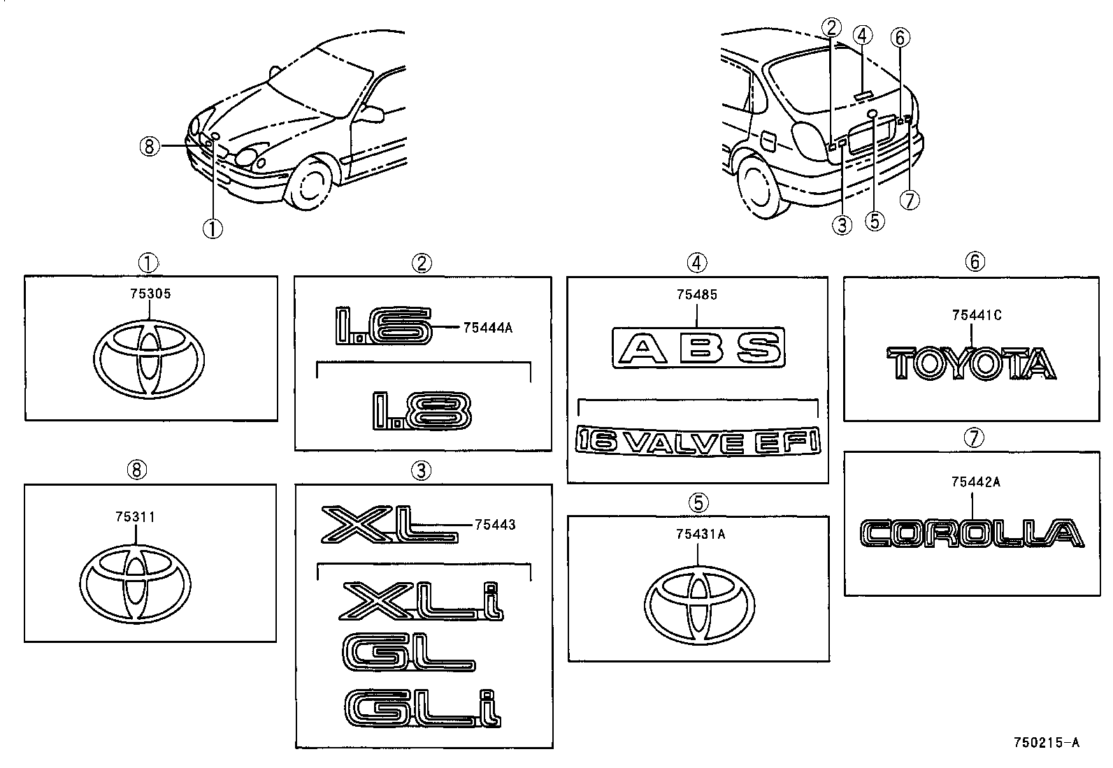75441-12800 PLATE, BACK DOOR NAME product image