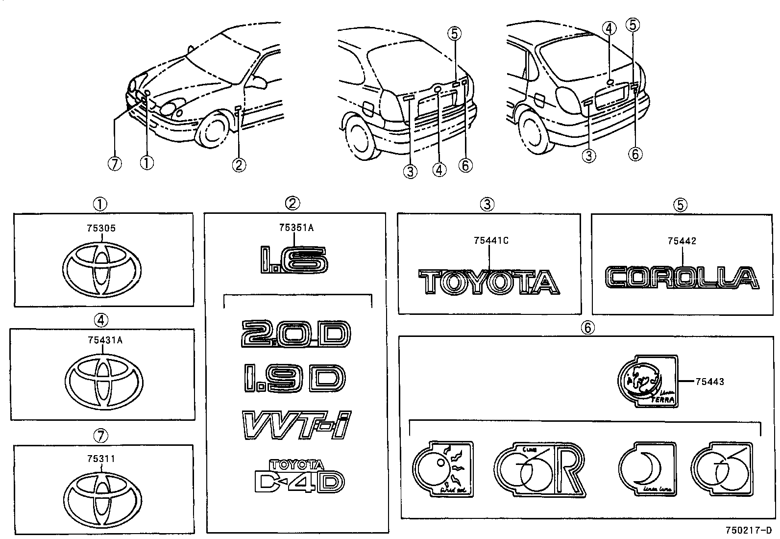 75442-02030 PLATE, LUGGAGE COMPARTMENT DOOR NAME, NO.2 product image