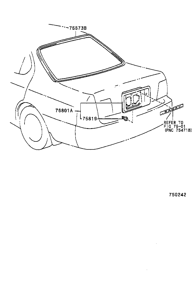 75573-32130 MOULDING, BACK WINDOW, OUTSIDE product image