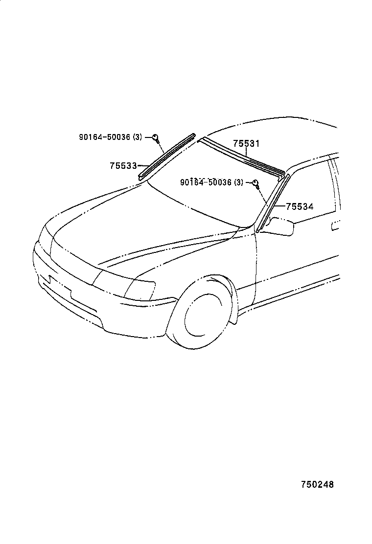 76503-50030 MOULDING, WINDSHIELD, OUTSIDE RH product image
