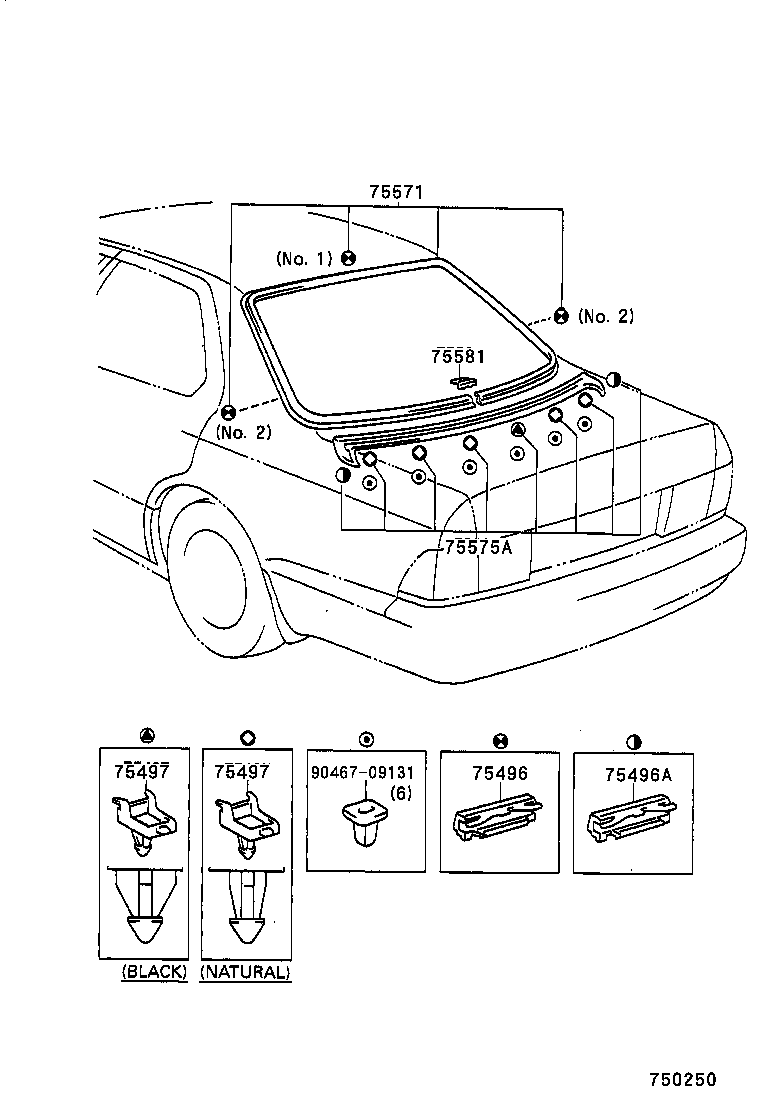 75581-50020 COVER, BACK WINDOW MOULDING JOINT, UPPER product image