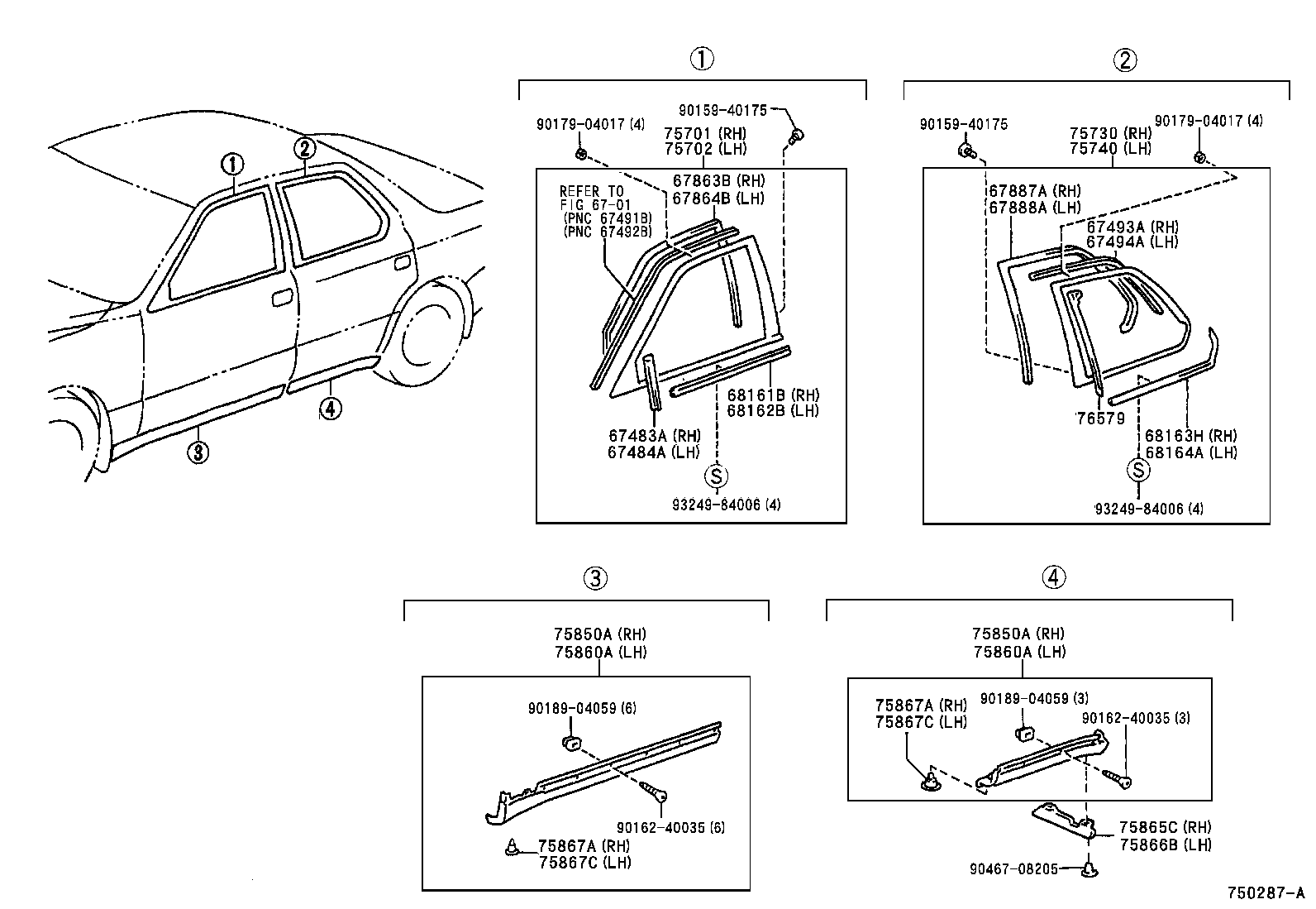 Toyota 75743-50030 MOULDING, REAR DOOR, OUTSIDE UPPER REAR RH