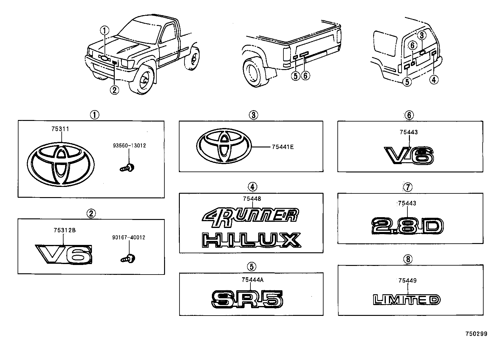 75474-89112 PLATE, REAR BODY NAME, NO.4 product image