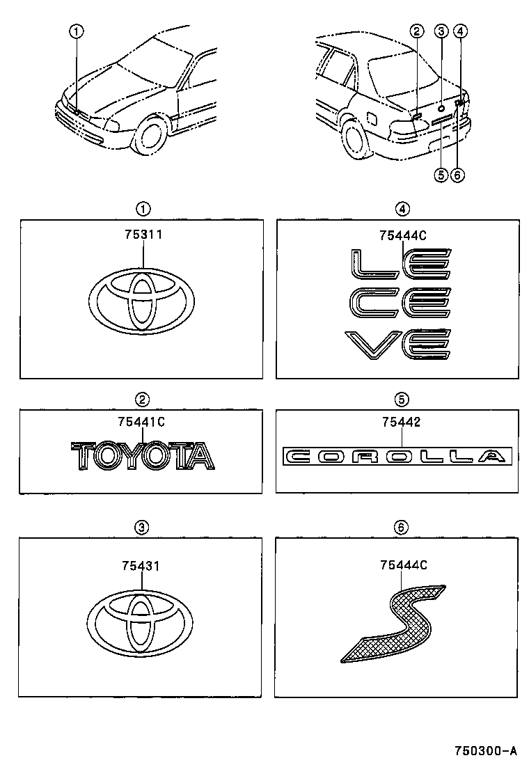 Toyota 75311-02050 EMBLEM, RADIATOR GRILLE (OR FRONT PANEL)