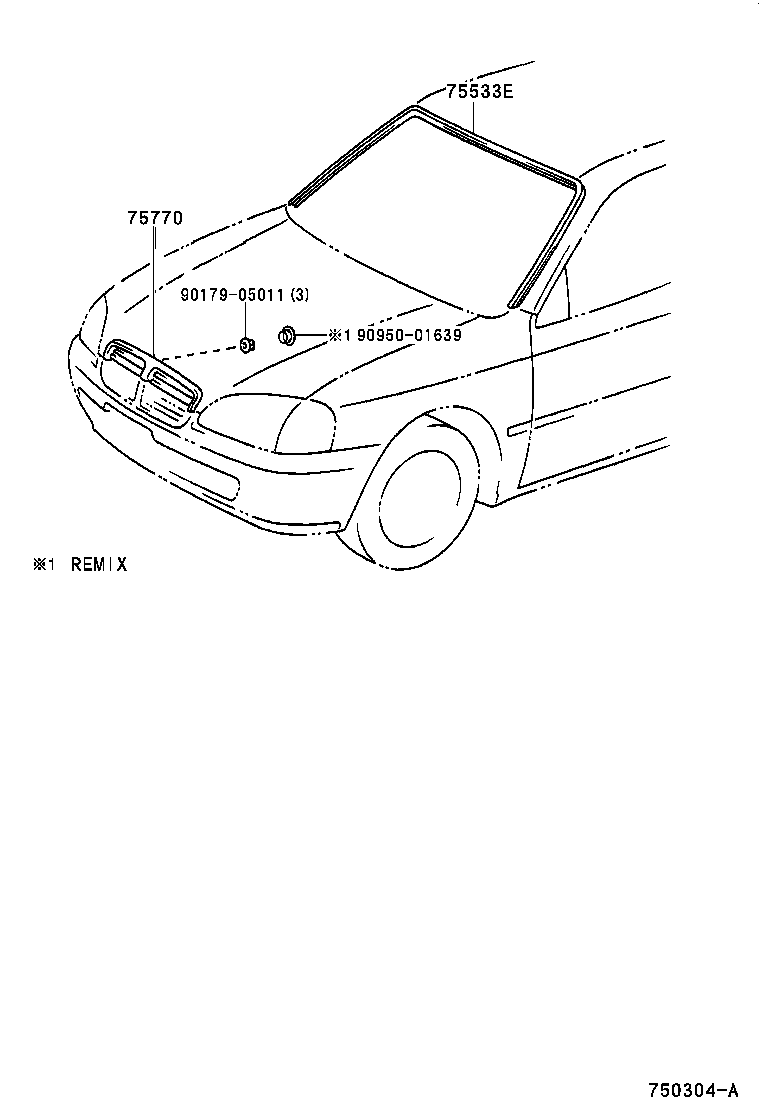 75770-10040 MOULDING ASSY, HOOD, FRONT product image