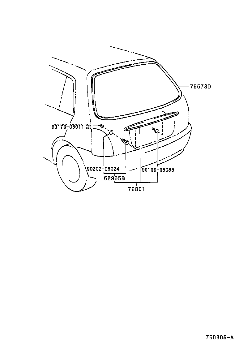 75573-10090 MOULDING, BACK WINDOW, OUTSIDE product image