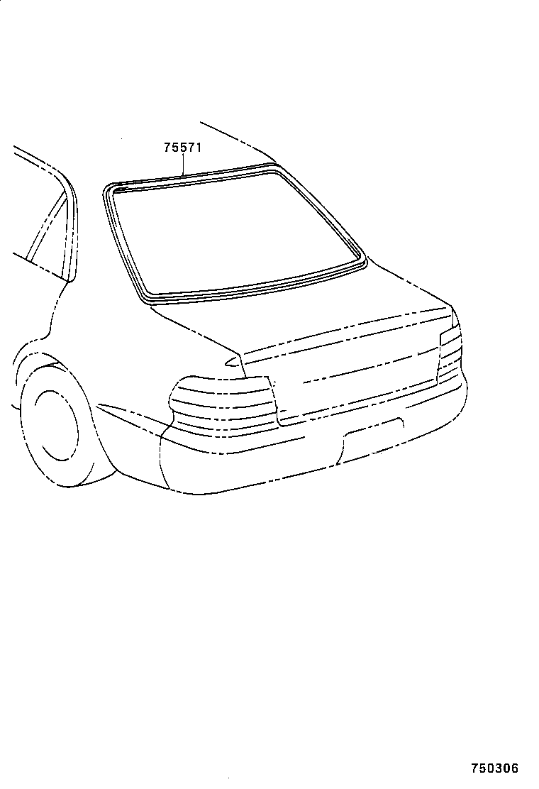 75571-02040 MOULDING, BACK WINDOW, OUTSIDE UPPER product image