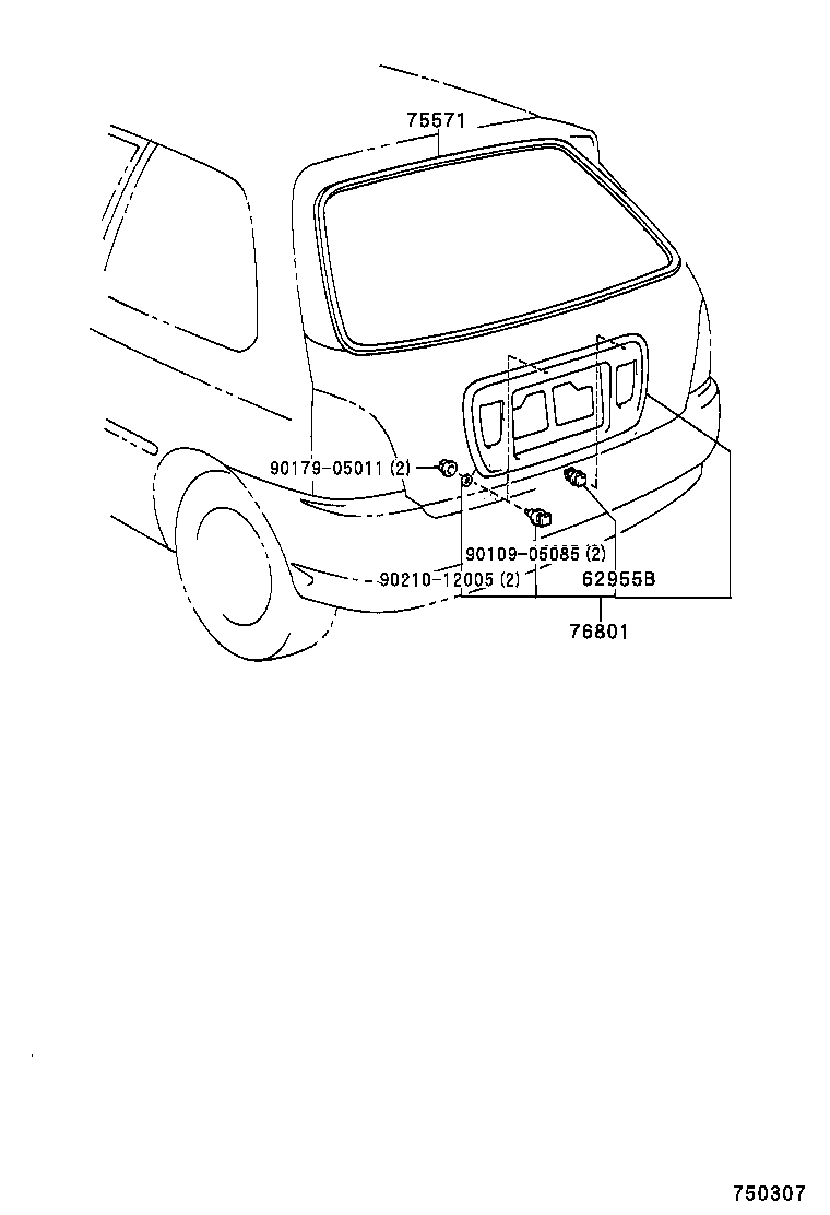 75573-10090 MOULDING, BACK WINDOW, OUTSIDE product image