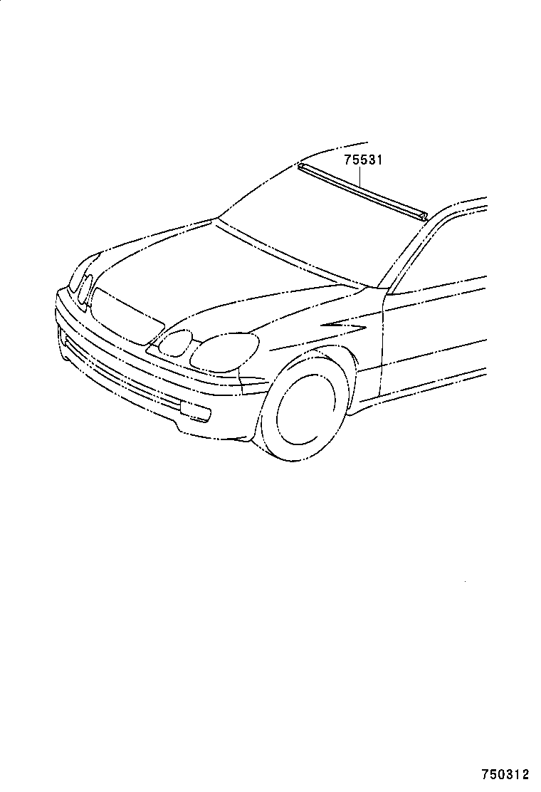 75531-30260 MOULDING, WINDSHIELD, OUTER UPPER product image