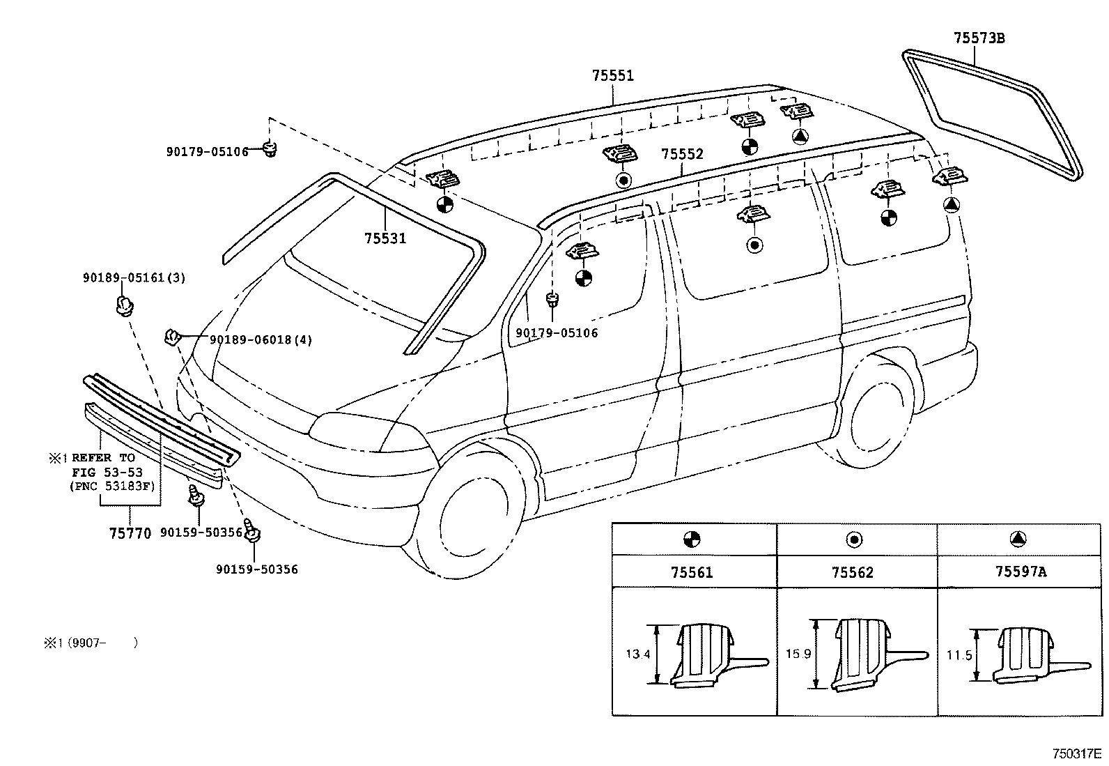75573-26010 MOULDING, BACK WINDOW, OUTSIDE product image