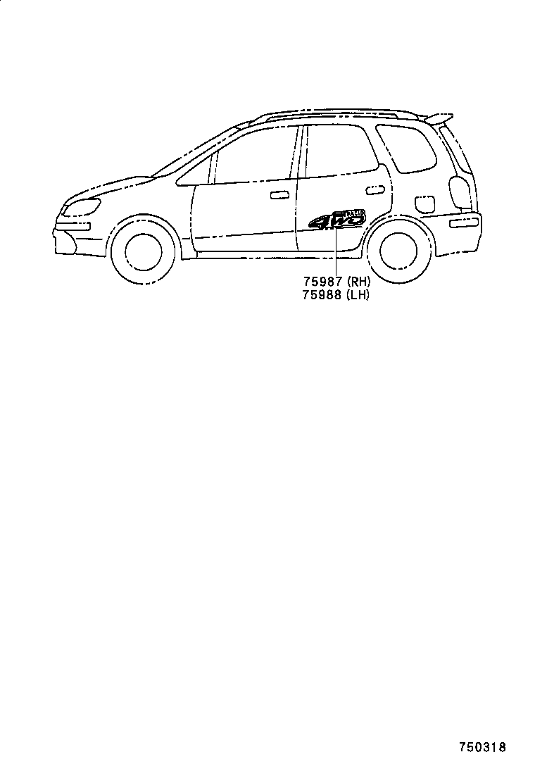 75987-13080-B0 STRIPE, REAR DOOR, RH product image