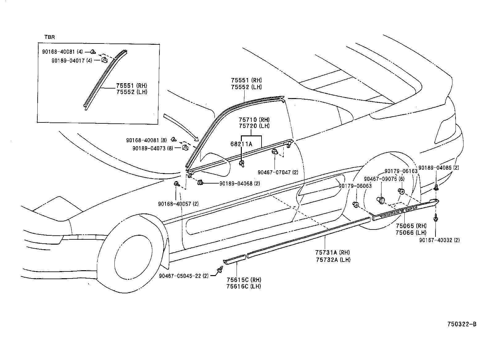 75615-17031-F0 MOULDING, FRONT FENDER, REAR RH product image