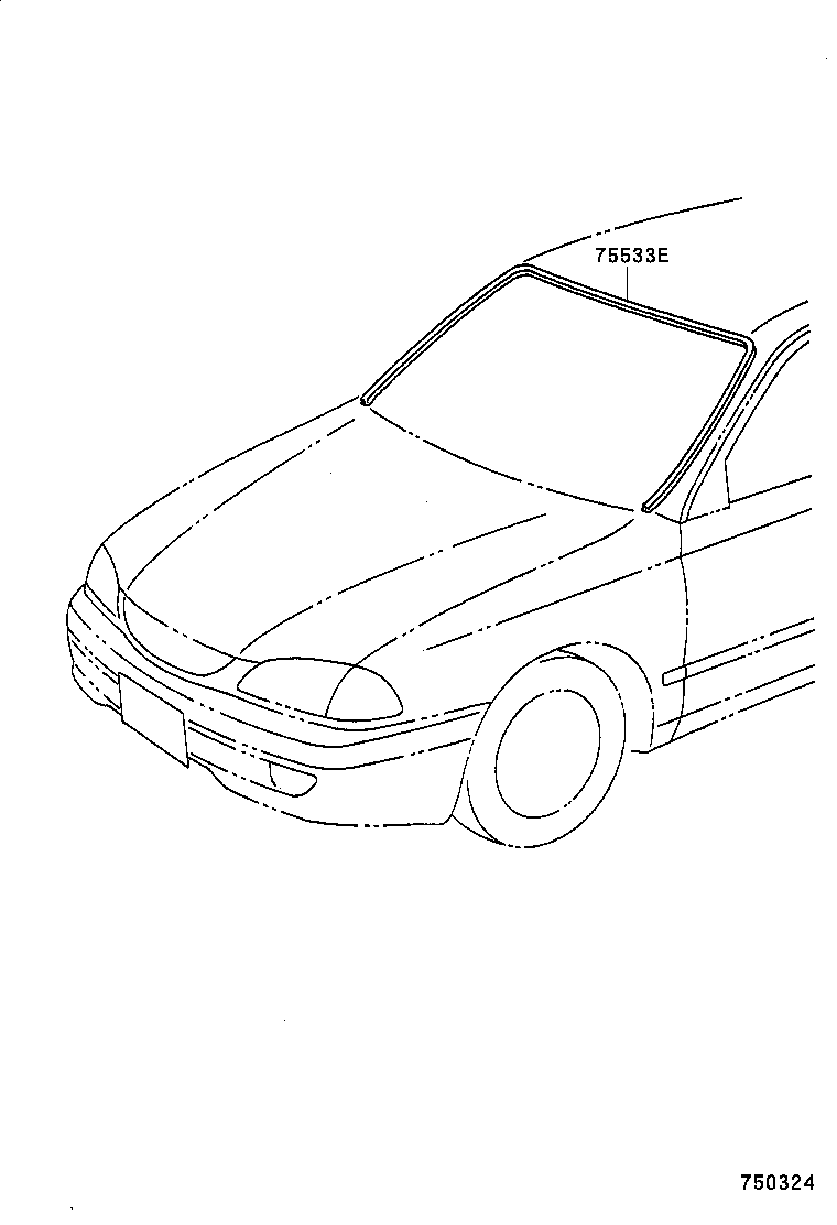 75533-21020 MOULDING, WINDSHIELD, OUTSIDE product image