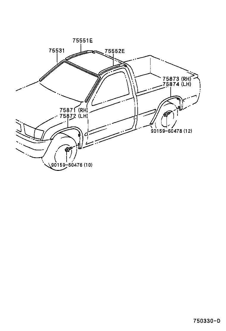 75552-35060 MOULDING, ROOF DRIP SIDE FINISH, LH product image