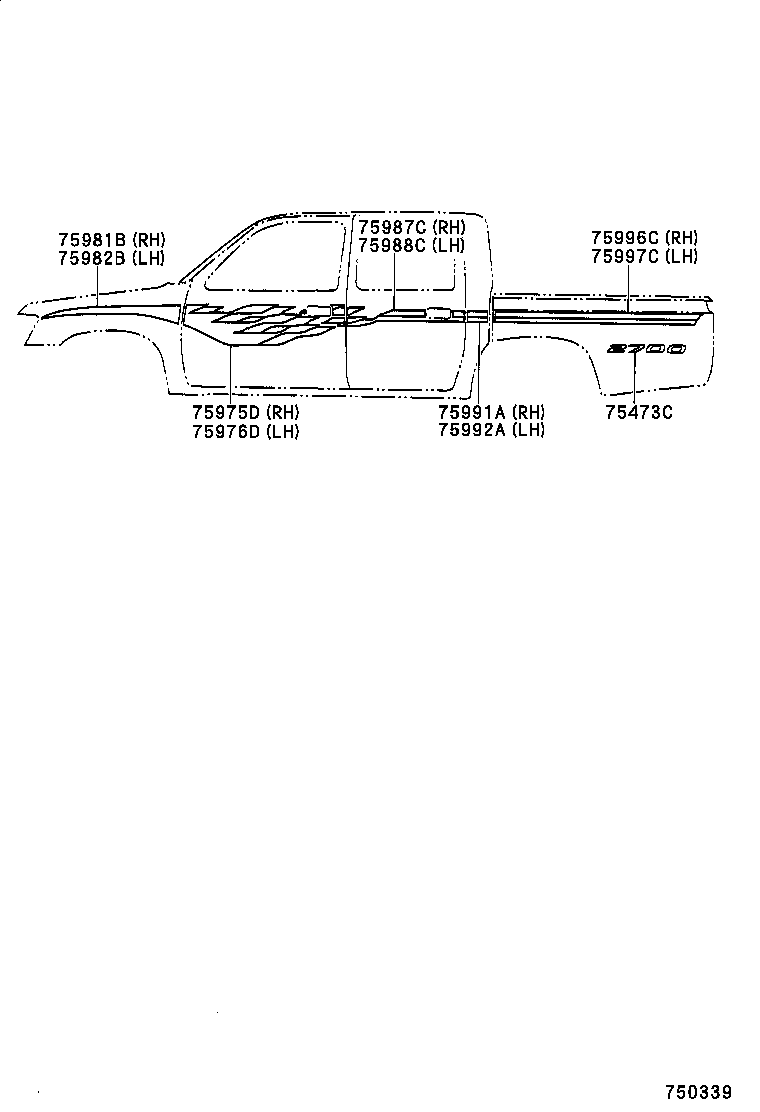 75473-35160 PLATE, BODY SIDE NAME product image