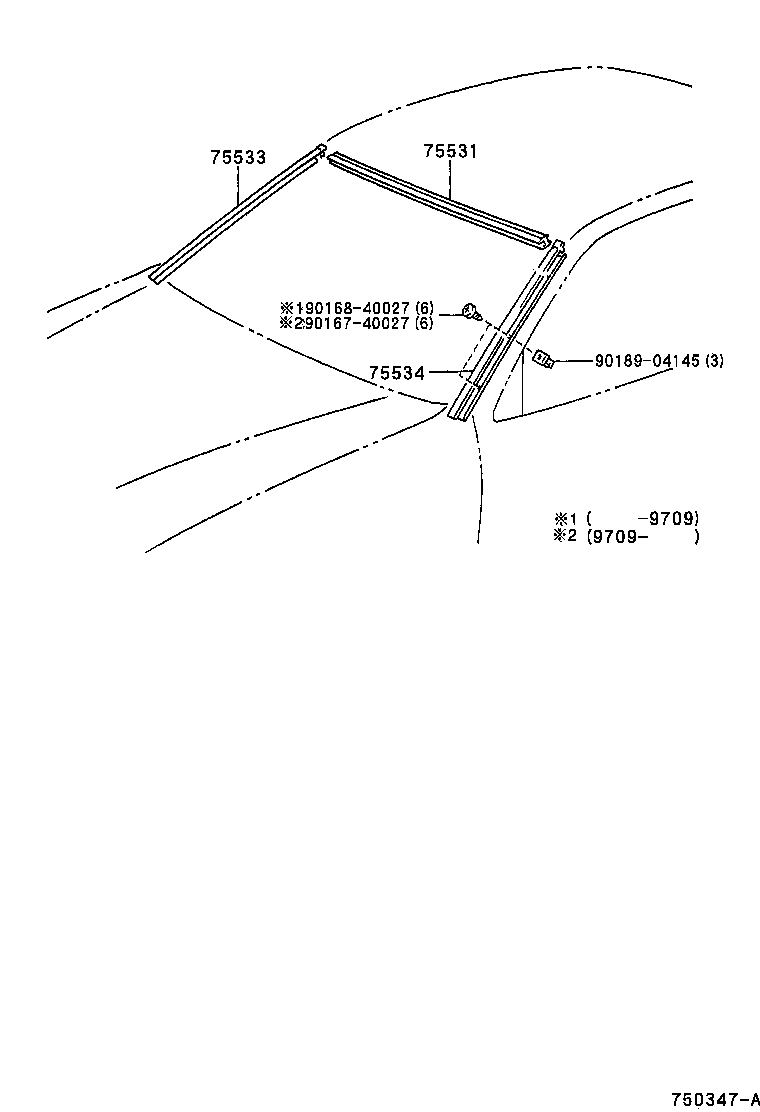 Toyota 75534-07010 MOULDING, WINDSHIELD, OUTSIDE LH