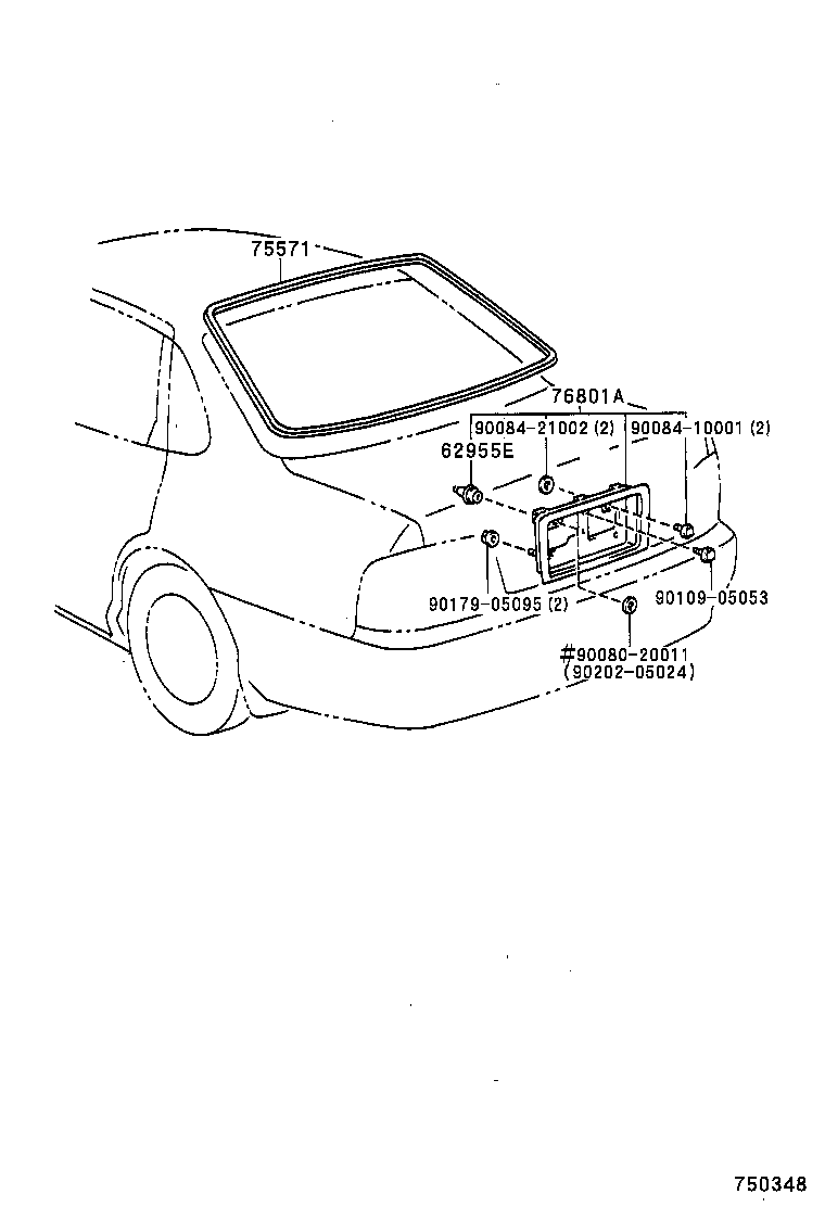 75571-07020 MOULDING, BACK WINDOW, OUTSIDE UPPER product image