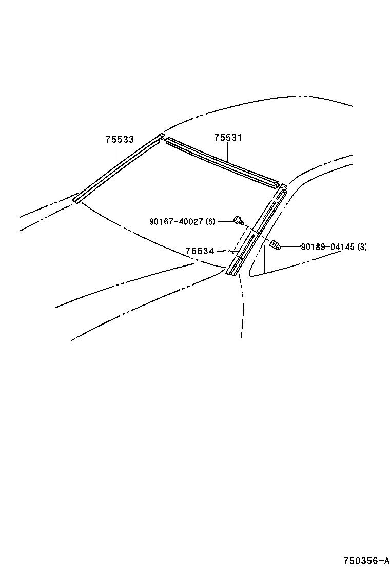 76503-07010 MOULDING, WINDSHIELD, OUTSIDE RH product image
