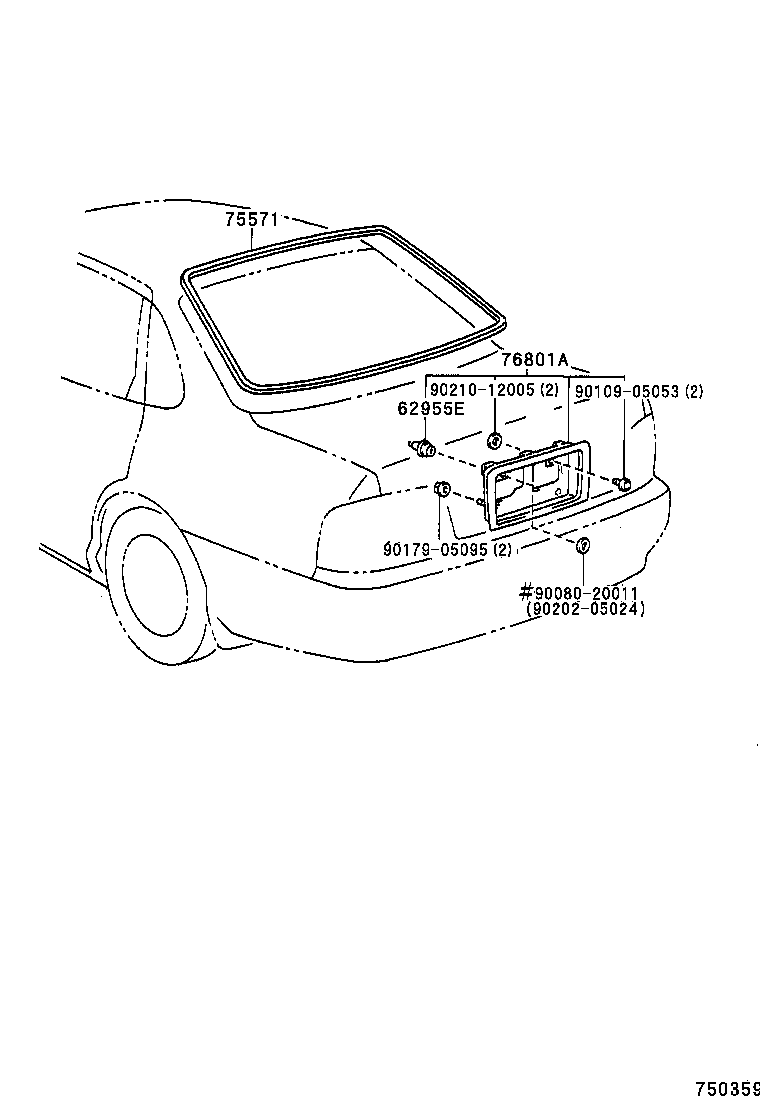 76801-41010-H0 GARNISH SUB-ASSY, LUGGAGE COMPARTMENT DOOR, OUTSIDE product image