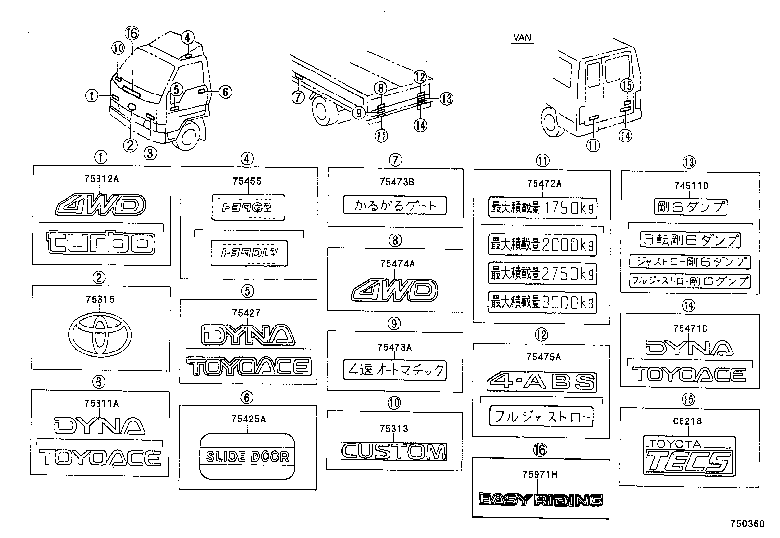 75455-37020 MARK, ROOF AIR DEFLECTOR product image
