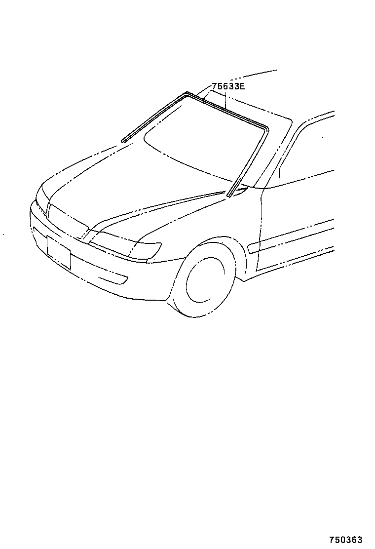 75533-05020 MOULDING, WINDSHIELD, OUTSIDE product image