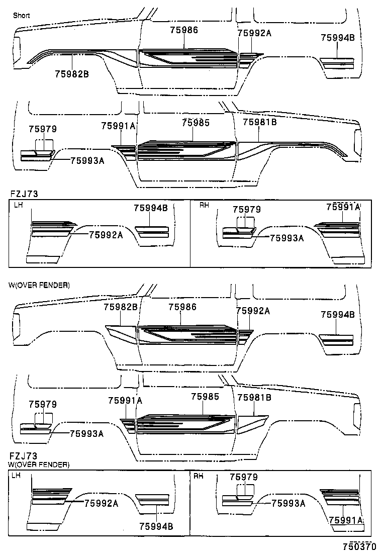 75974-60060 STRIPE, SIDE, LH NO.2(FOR LOWER) product image