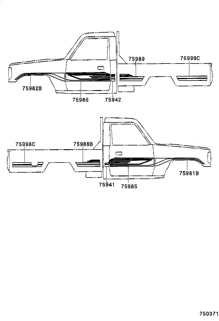 75974-60060 STRIPE, SIDE, LH NO.2(FOR LOWER) product image