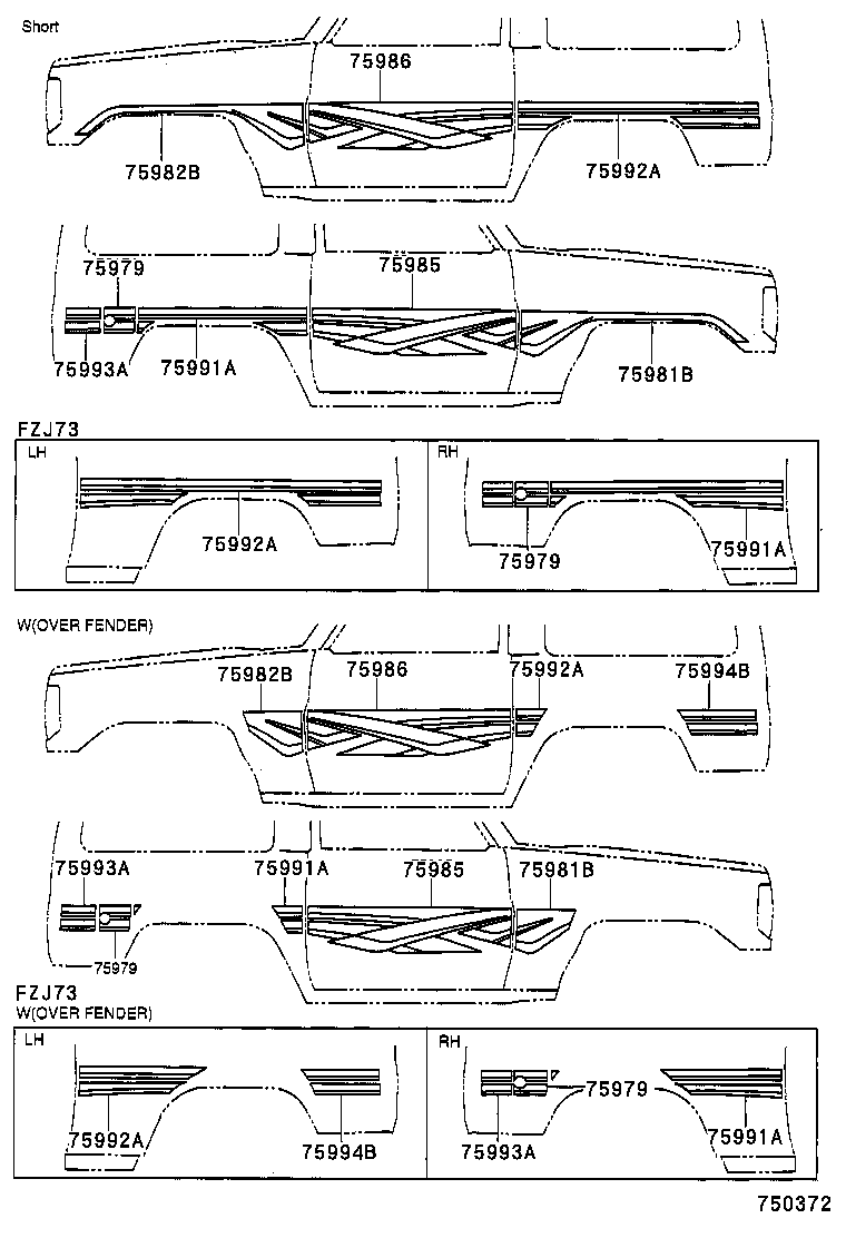 75974-60060 STRIPE, SIDE, LH NO.2(FOR LOWER) product image