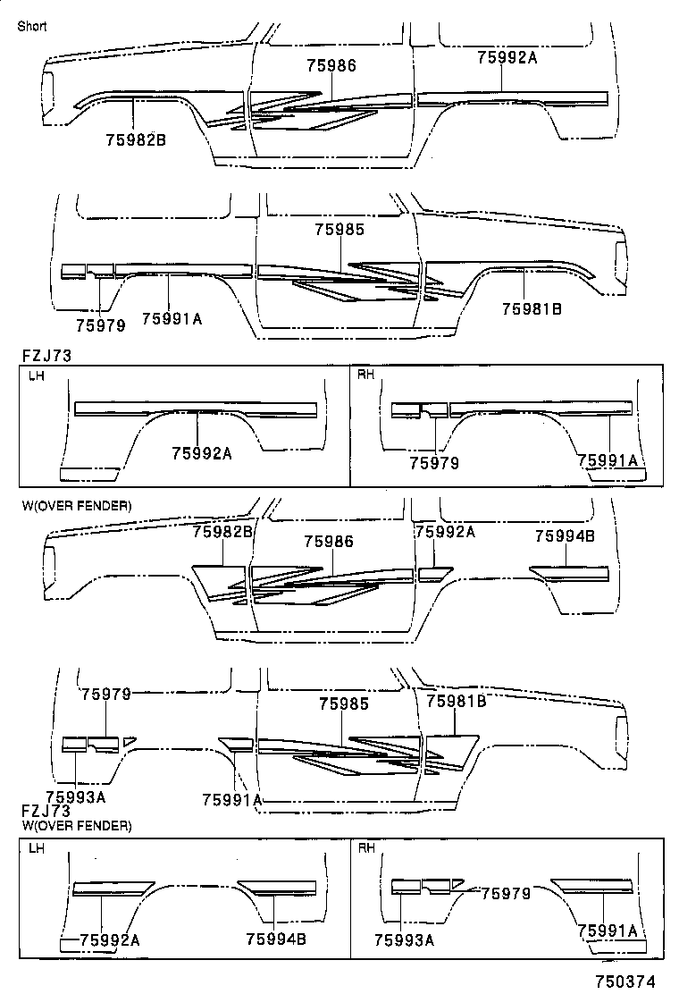 75974-60060 STRIPE, SIDE, LH NO.2(FOR LOWER) product image