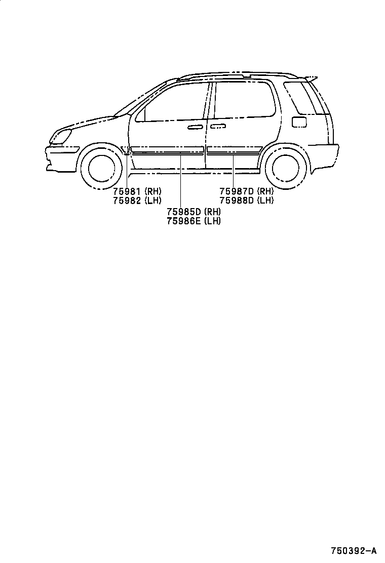 75977-46010 STRIPE, REAR DOOR, OUTSIDE, RH product image