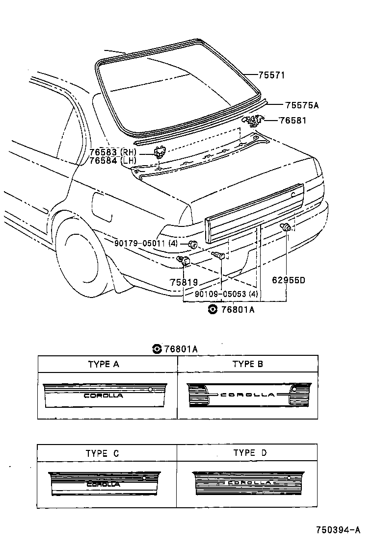 75396-12100 CLIP, OUTSIDE MOULDING, NO.2 product image