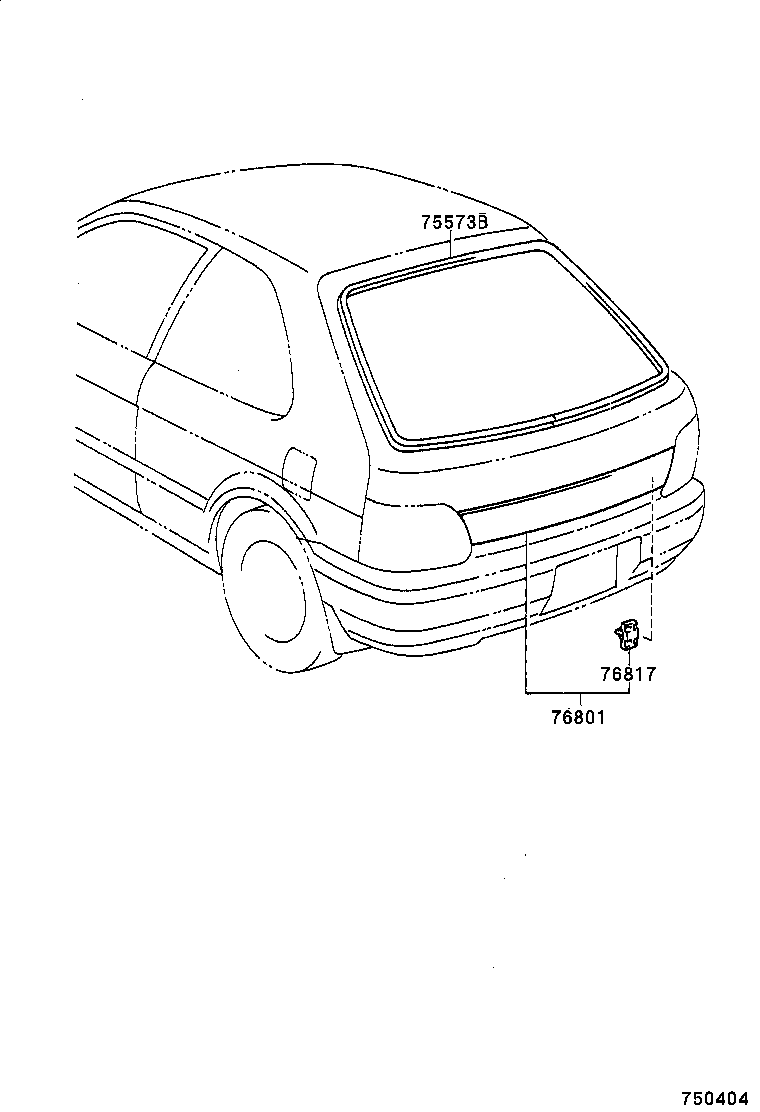 76801-16290 GARNISH SUB-ASSY, BACK DOOR, OUTSIDE product image