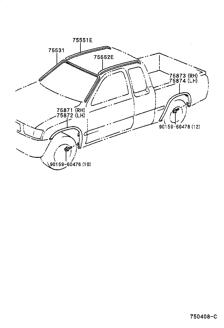 75552-35060 MOULDING, ROOF DRIP SIDE FINISH, LH product image