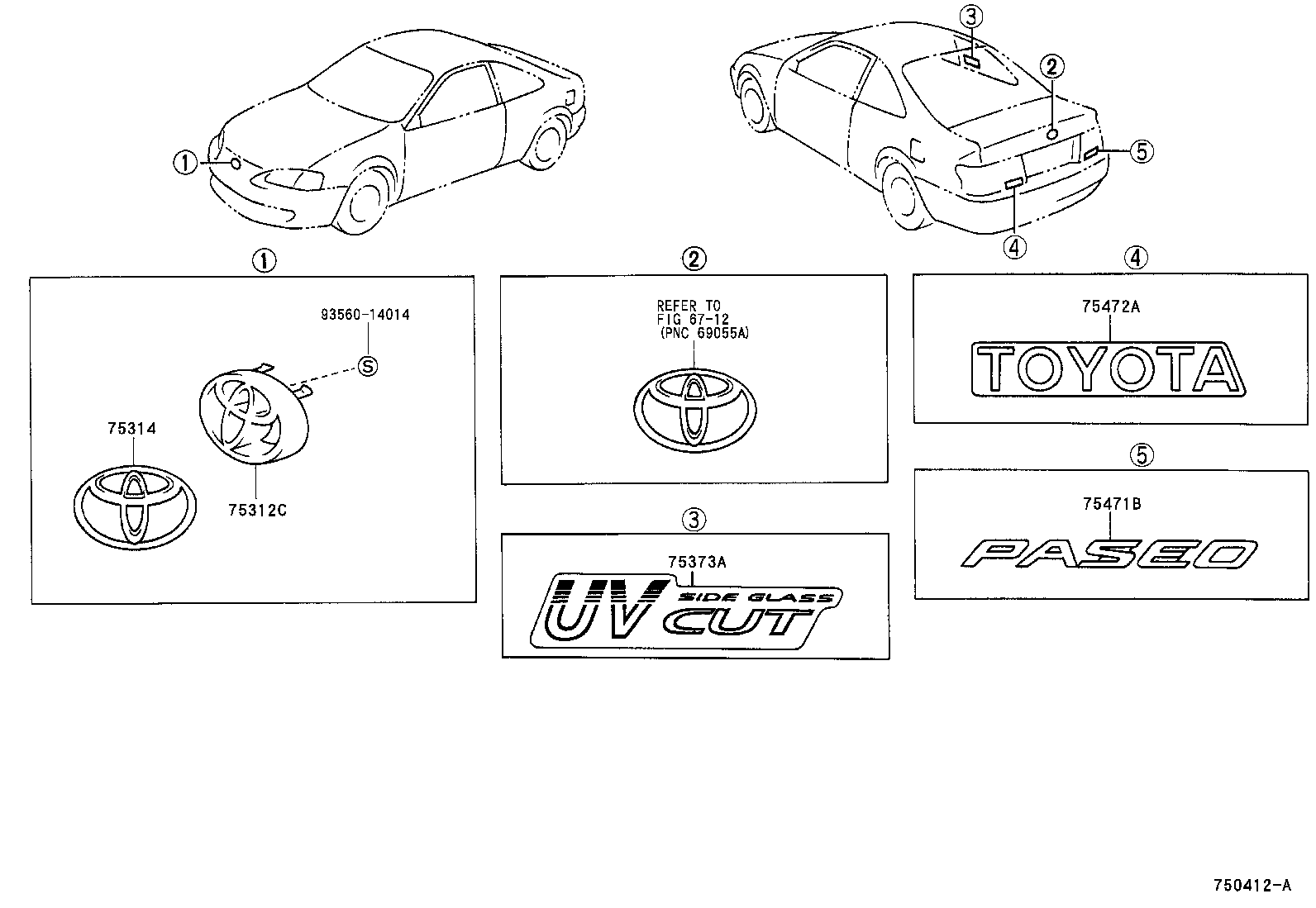 75431-95D00 EMBLEM, FRONT BUMPER product image