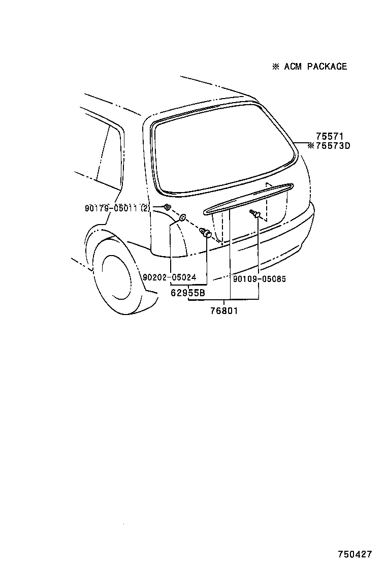 75573-10091 MOULDING, BACK WINDOW, OUTSIDE product image