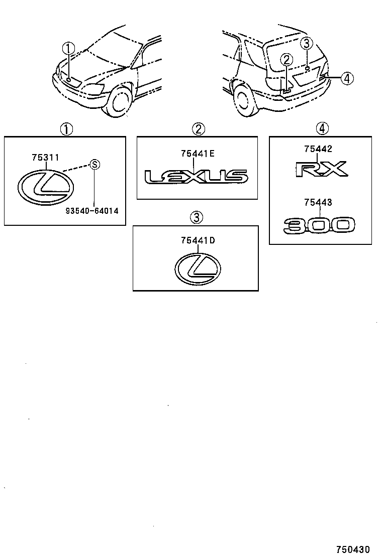 75441-48010 PLATE, BACK DOOR NAME, NO.1 product image
