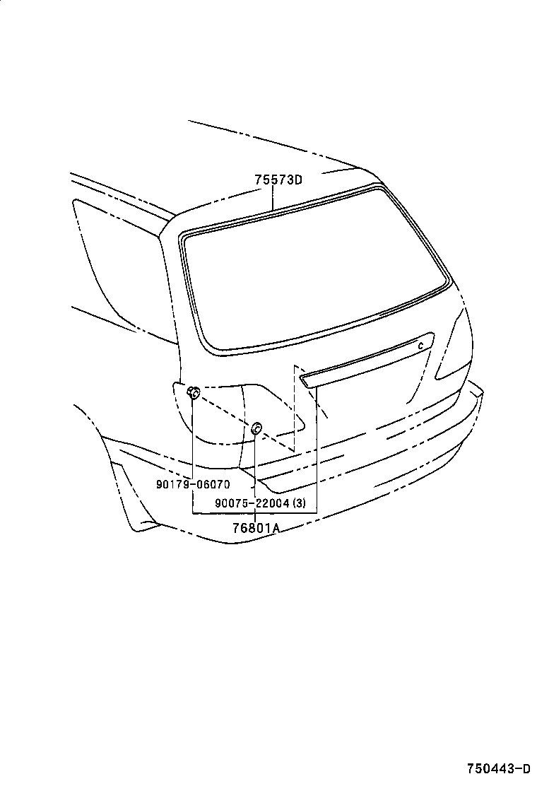Toyota 76801-48010-B2 GARNISH SUB-ASSY, LUGGAGE COMPARTMENT DOOR, OUTSIDE