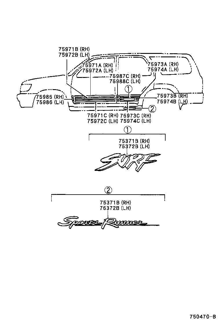 75997-35820 STRIPE, SIDE, LH NO.2(FOR UPPER) product image