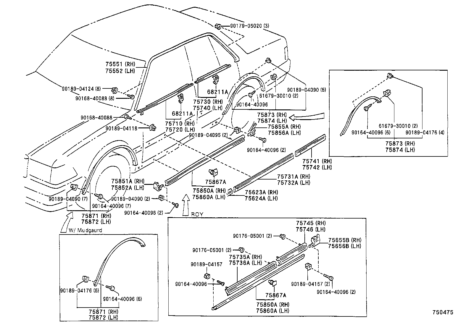 75720-30211 MOULDING ASSY, FRONT DOOR BELT, LH product image