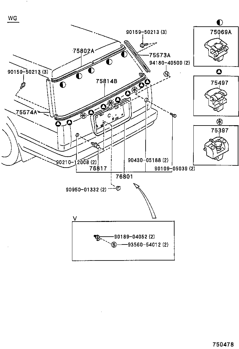 75571-30290 MOULDING, BACK WINDOW, OUTSIDE UPPER product image
