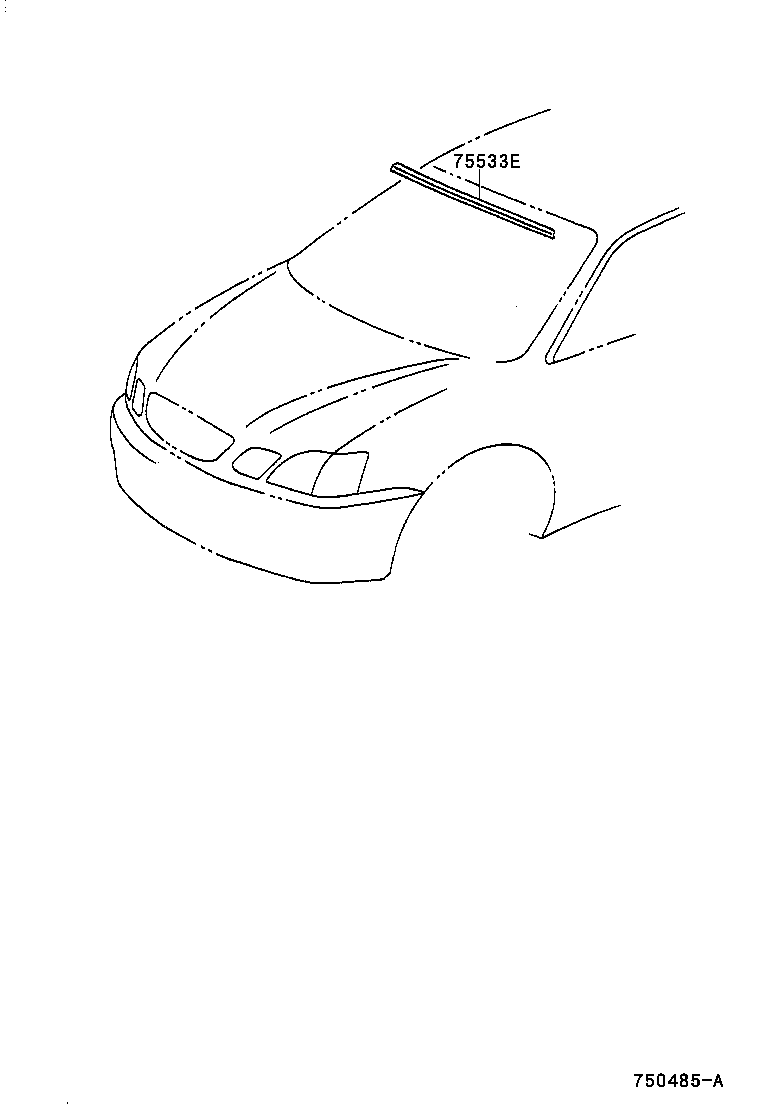 75533-44020 MOULDING, WINDSHIELD, OUTSIDE product image