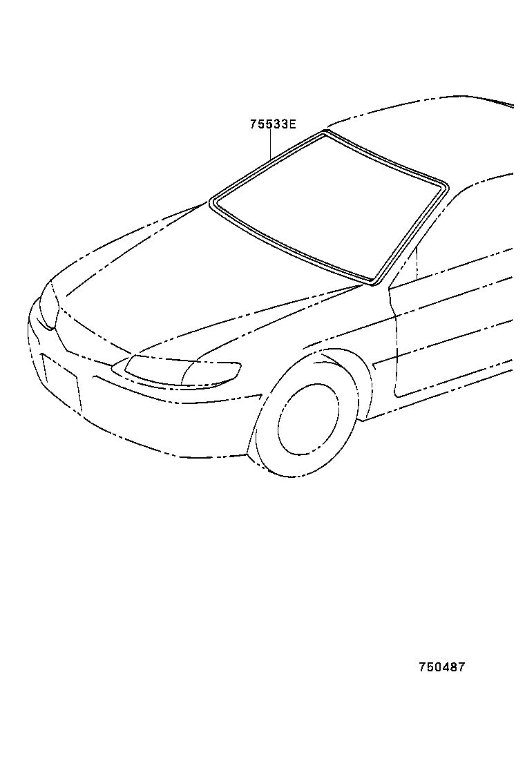 75533-06040 MOULDING, WINDSHIELD, OUTSIDE product image