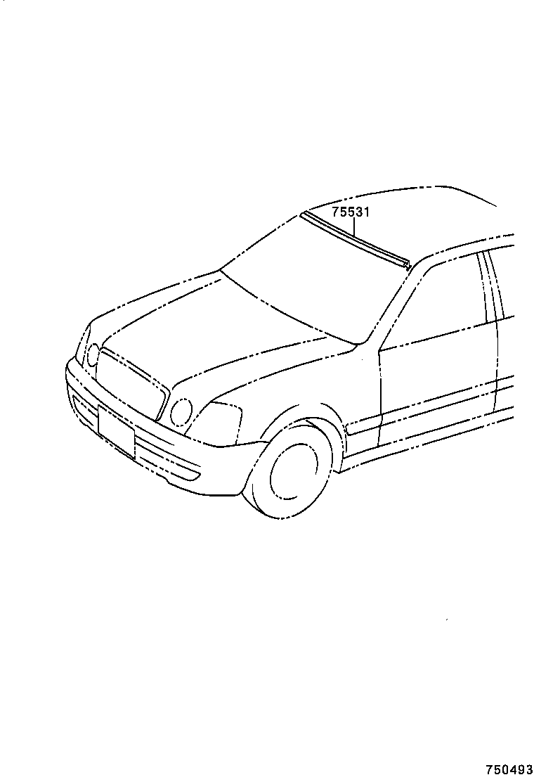 75531-51010 MOULDING, WINDSHIELD, OUTER UPPER product image