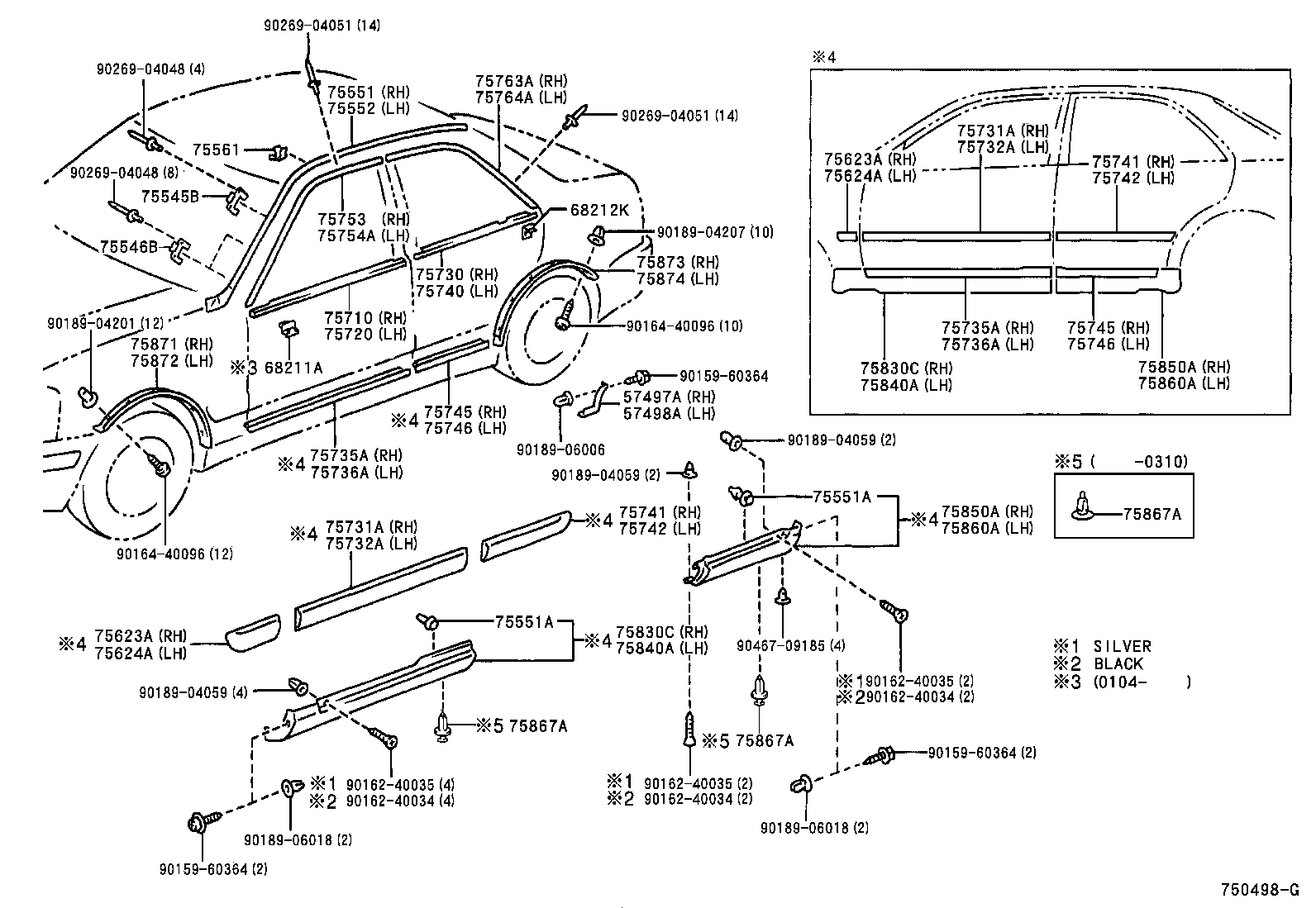 75720-51040 MOULDING ASSY, FRONT DOOR BELT, LH product image