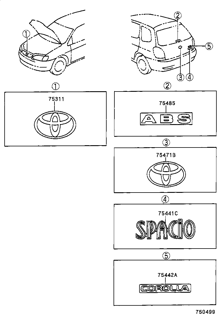 75441-13180 PLATE, BACK DOOR NAME product image