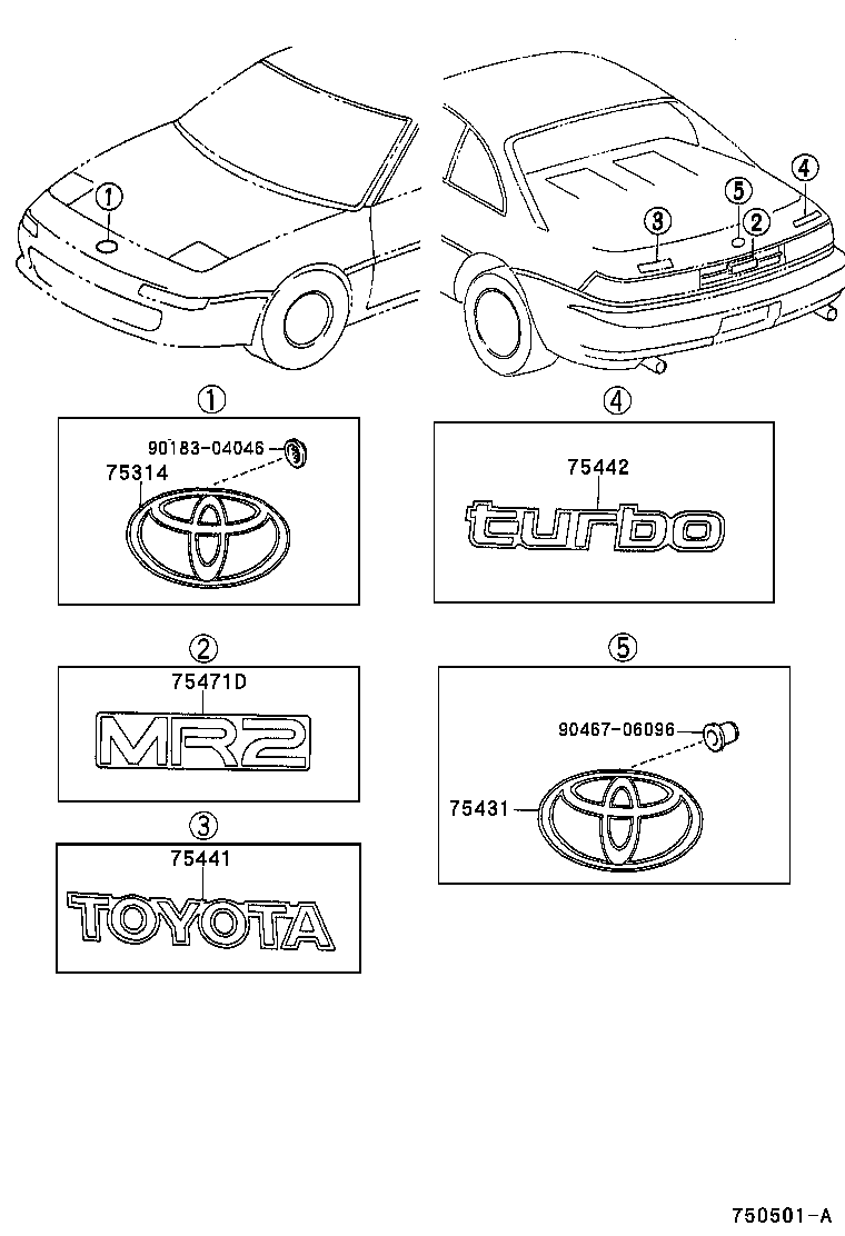 Toyota 75441-17080-D0 PLATE, REAR NAME, NO.1