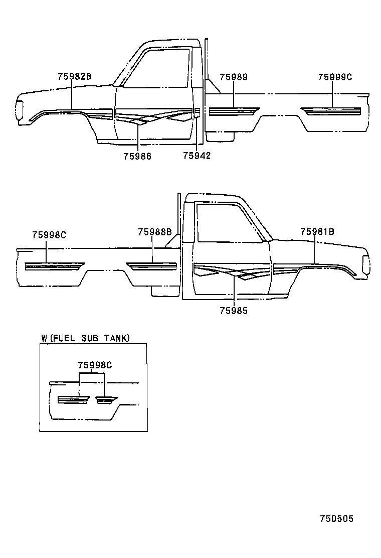 75974-60060 STRIPE, SIDE, LH NO.2(FOR LOWER) product image