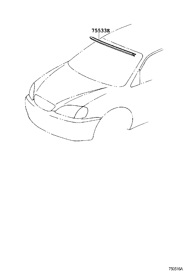 75533-44030 MOULDING, WINDSHIELD, OUTSIDE product image